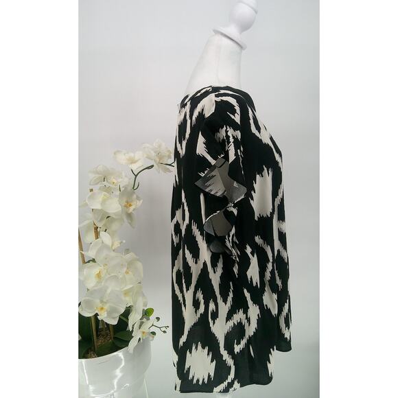 NWT Rachel Zoe Womens Black & White Flutter Sleeve V-Neck Blouse Size 3X - Picture 4 of 9